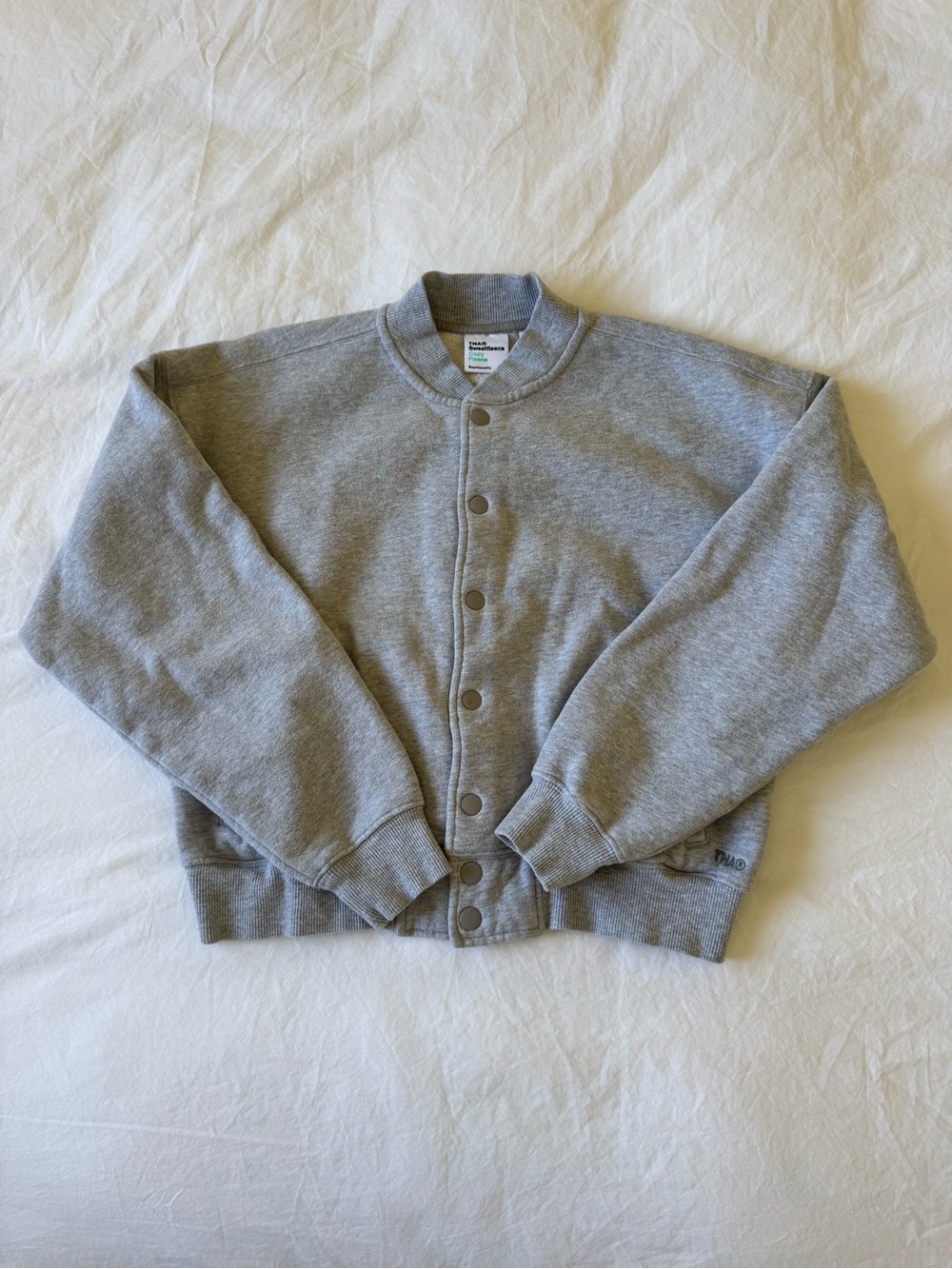 Aritzia TNA Cozy Fleece Boyfriend Boxy Cardigan - Heather Chrome